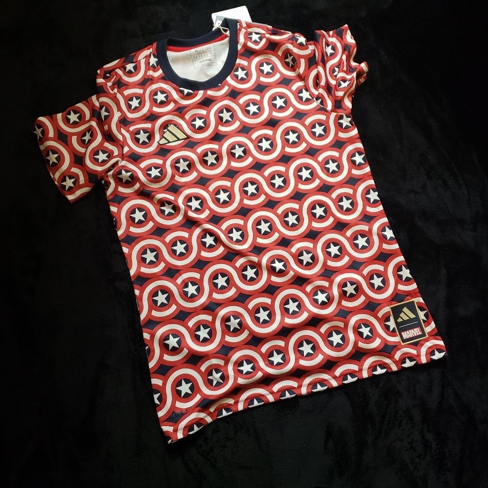 Adidas MLS x Marvel Captain America Soccer Jersey Mens Medium HT3237